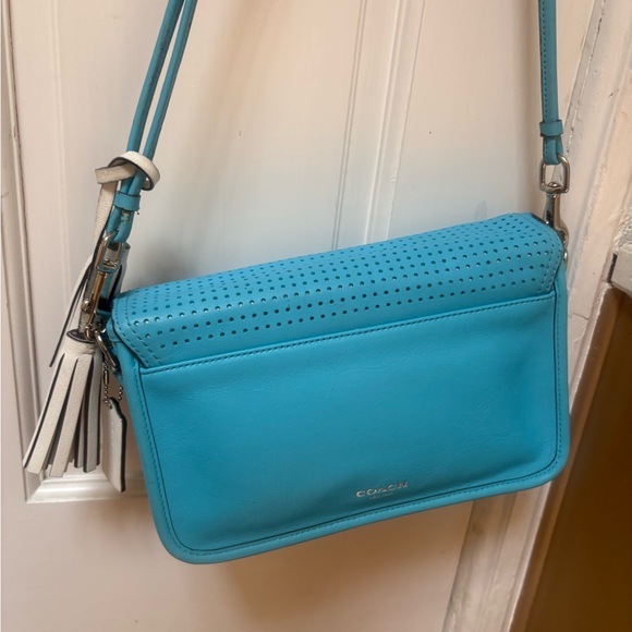 Coach legacy penny robin Blue Perforated Crossbody Bag GUC - Picture 14 of 15